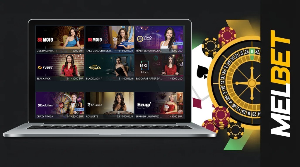 Melbet live casino on laptop